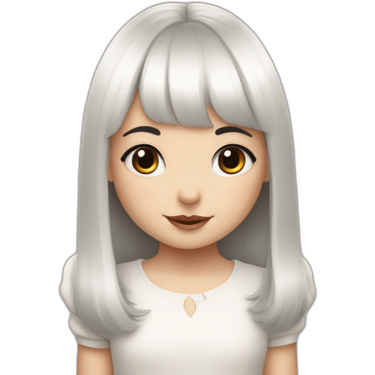 white rabbit with a little girl with black bangs emoji