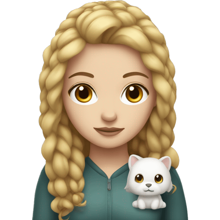 white Girl with plushy emoji