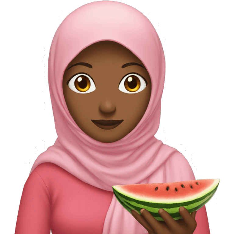 Woman with hijab holding watermelon  emoji