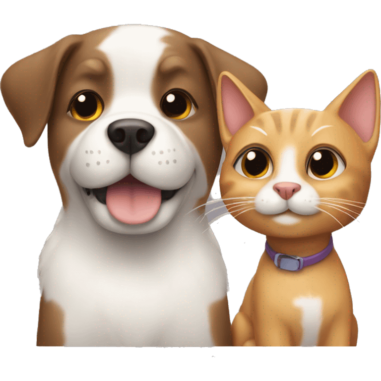 Dog and a cat being friends emoji