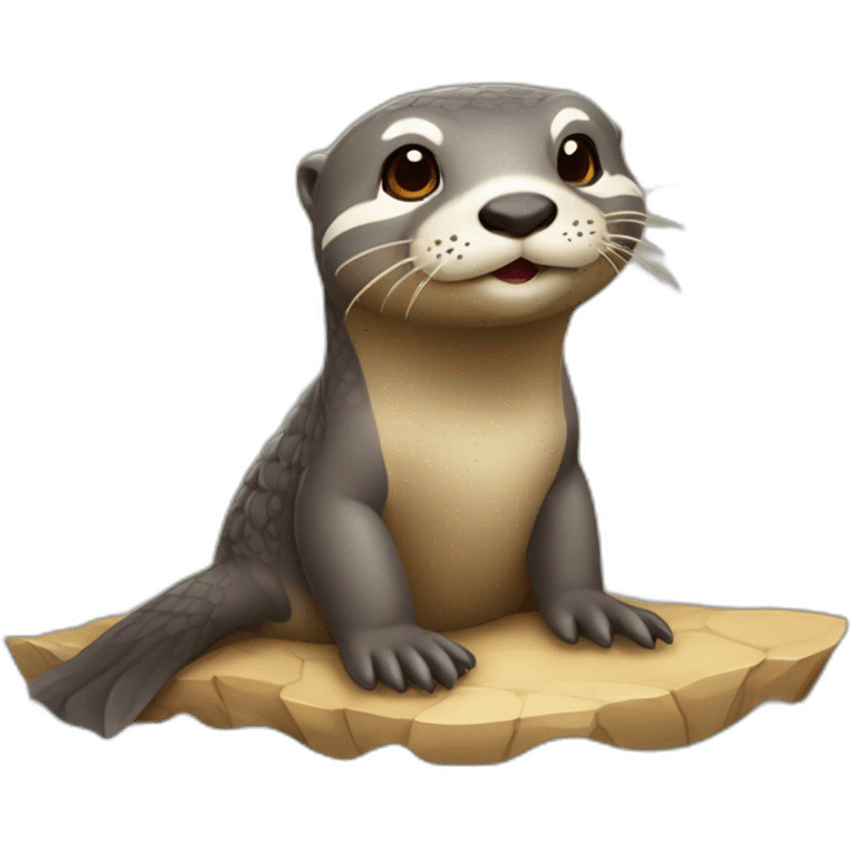 Loutre sur une tortue emoji