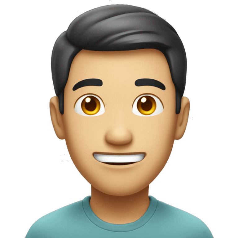 Smiling Chinese man have a surprised emoji