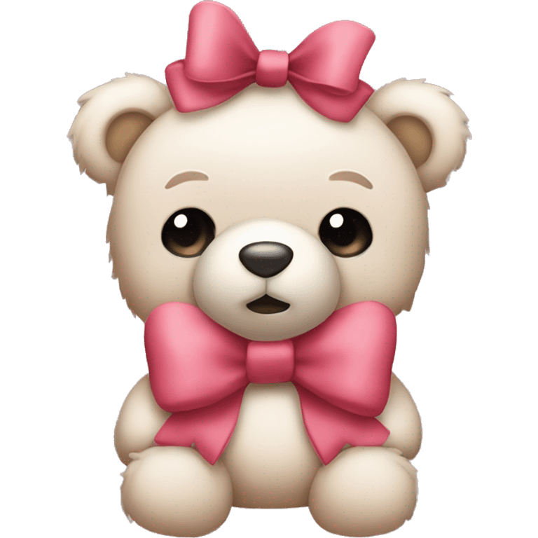 Cute fuzzy teddy bear with a bow emoji