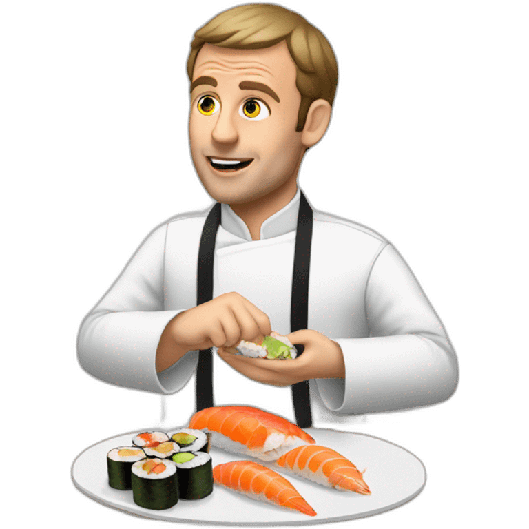 Macron eating sushis emoji