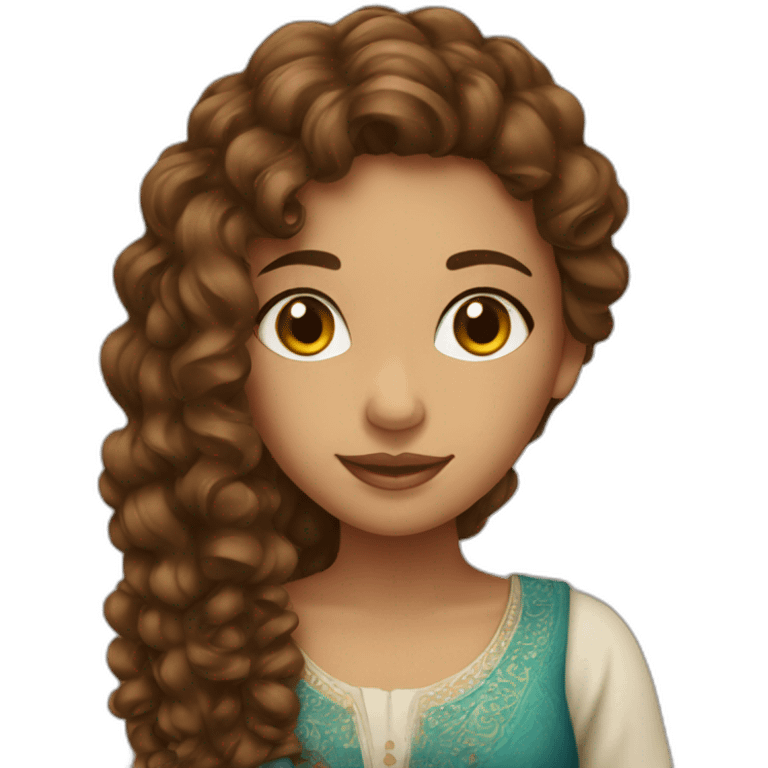 a marocain girl with long brown curly hair emoji