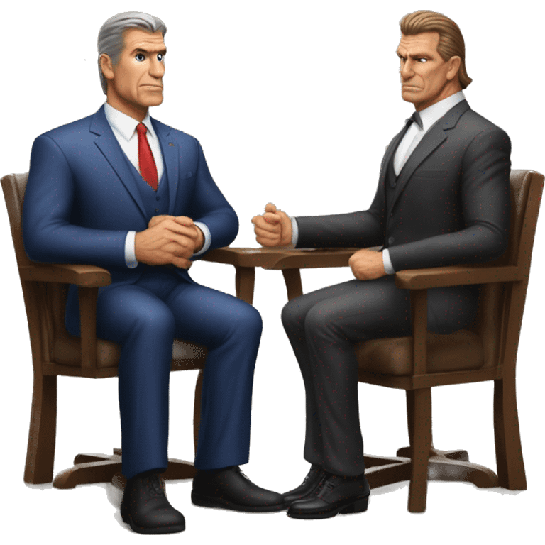 A rich father-like figure similar think Vince McMahon facing off against the framed widow Karen Read emoji