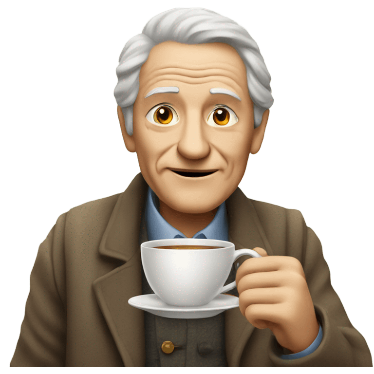 an old man with a cup of tea emoji