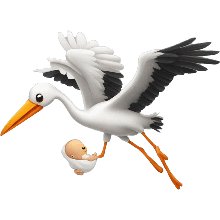 stork flying with baby boy emoji