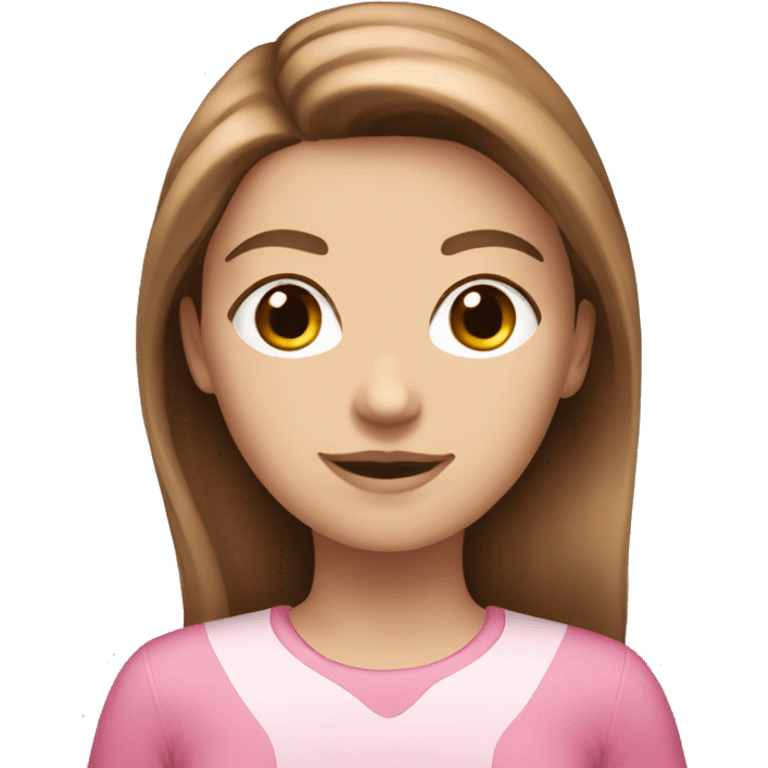 white girl with -brown-hair-with-a-pink wear emoji