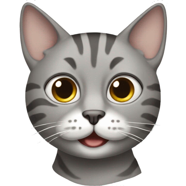 Grey tabby cat with white mouth and one blind eye  emoji