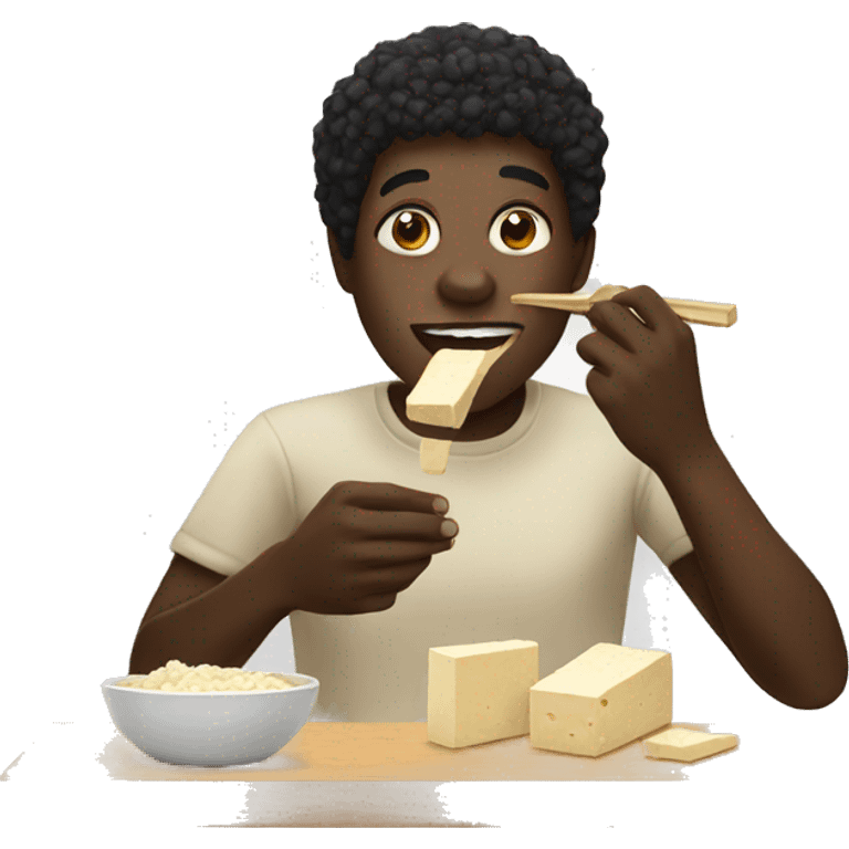 black person eating tofu emoji