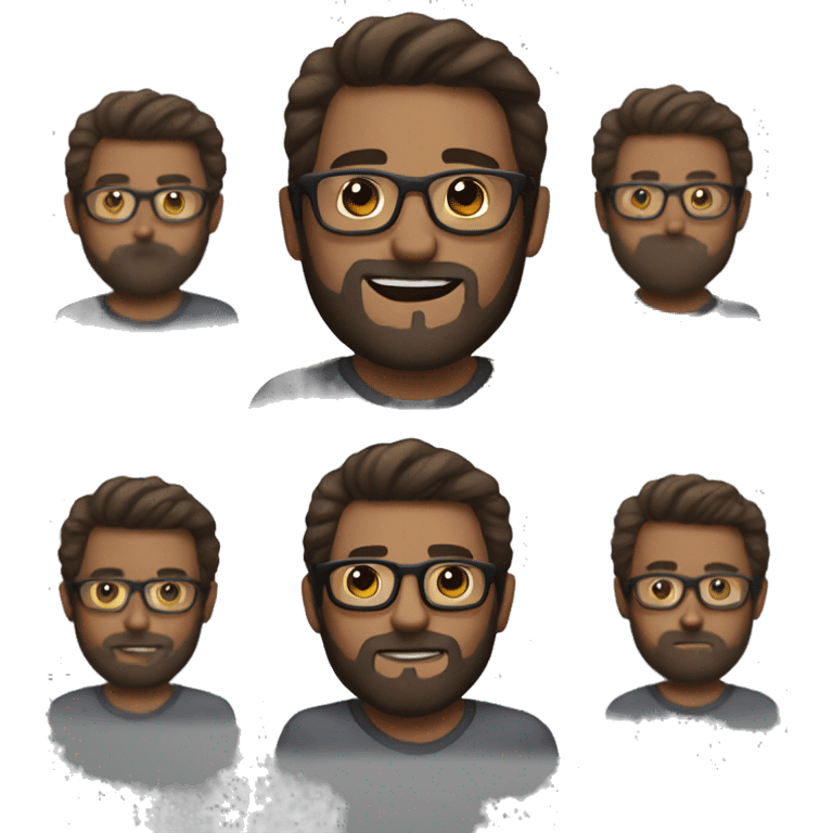 Brown man with beard and brown hair and glasses emoji