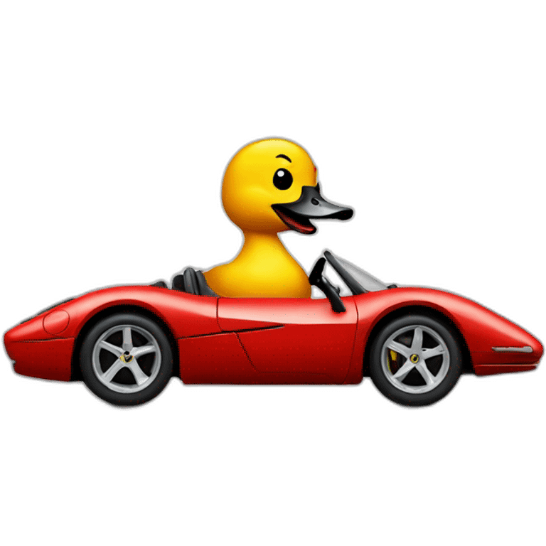 Duck driving a ferrari emoji