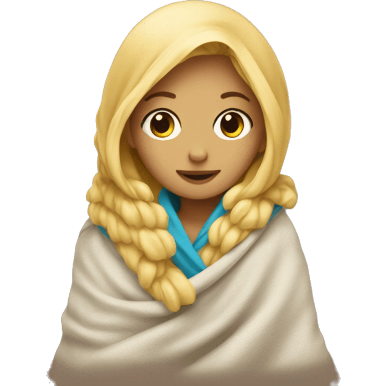 Blonde girl in a blanket emoji