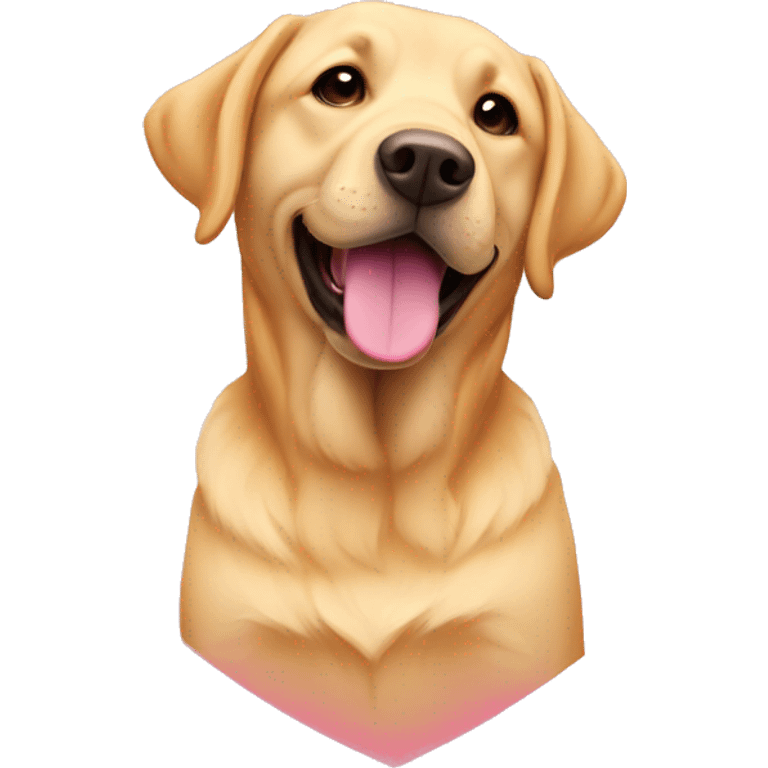 A golden Labrador Retriever inside a pink heart emoji