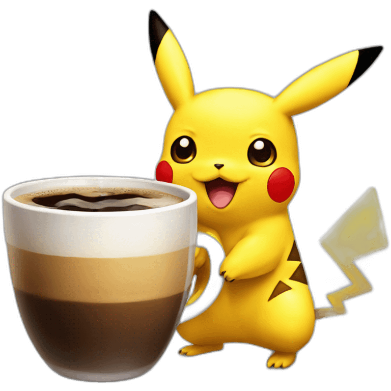 Pikachu drink coffee  emoji