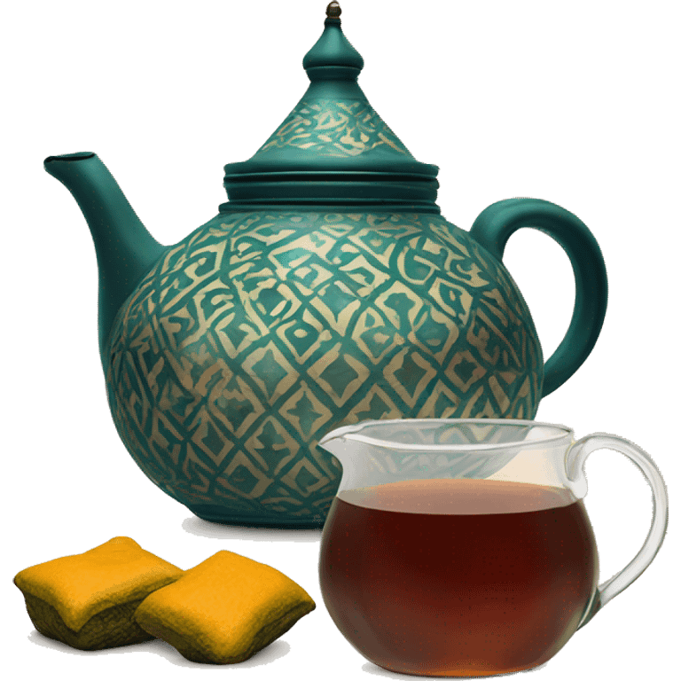 Morrocan tea pot with moroccan glass of tea emoji