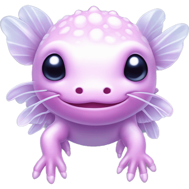 Sparkly glossy Pastel iridescent glass axolotl emoji