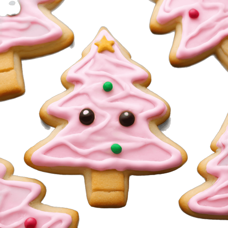 Pink Christmas tree shaped sugar cookie emoji