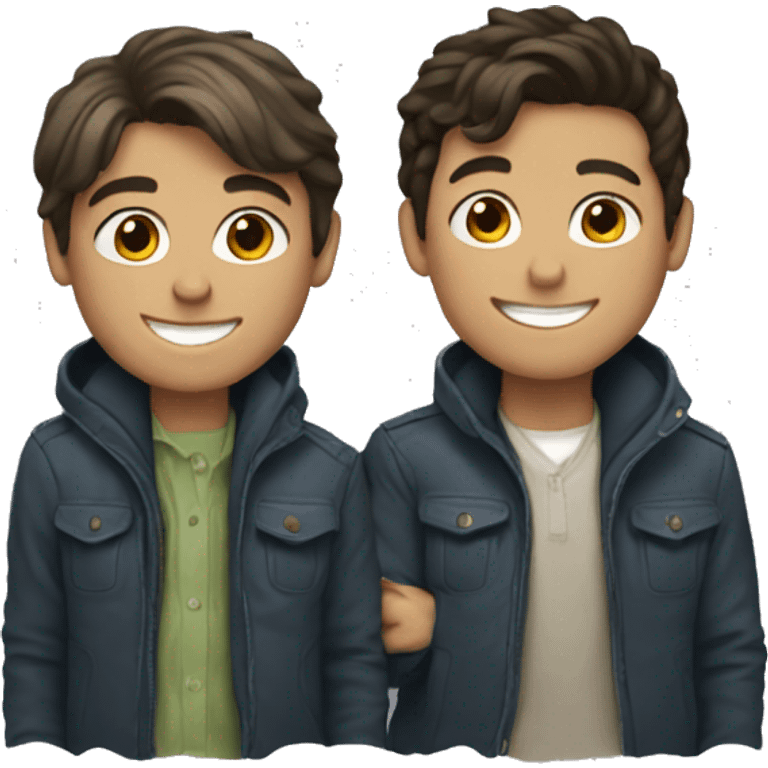 brunnettes boys with jackets smiling emoji