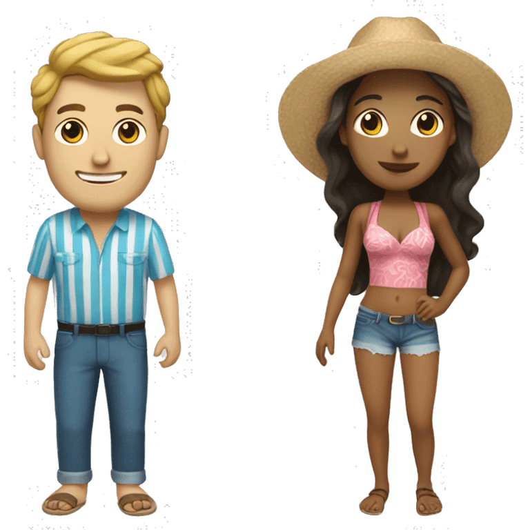 One Latina and one white guy on a beach emoji