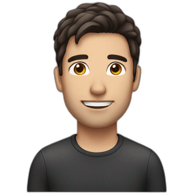 A man with dark brown hair and a airpod in the ear emoji