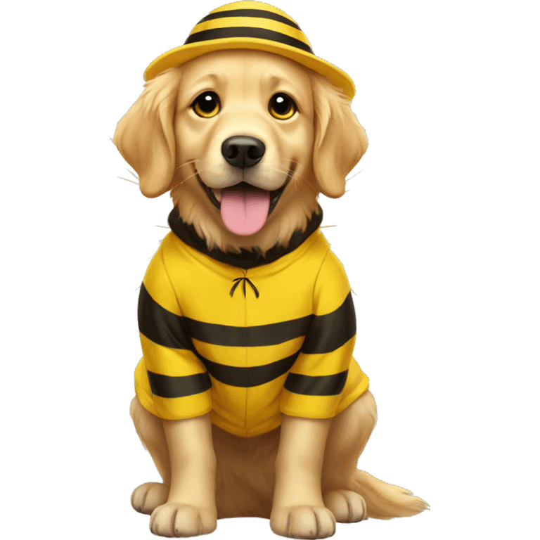 golden retriever in a bee costume emoji