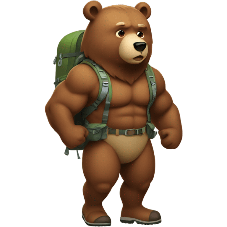 muscle bear doing hiking emoji