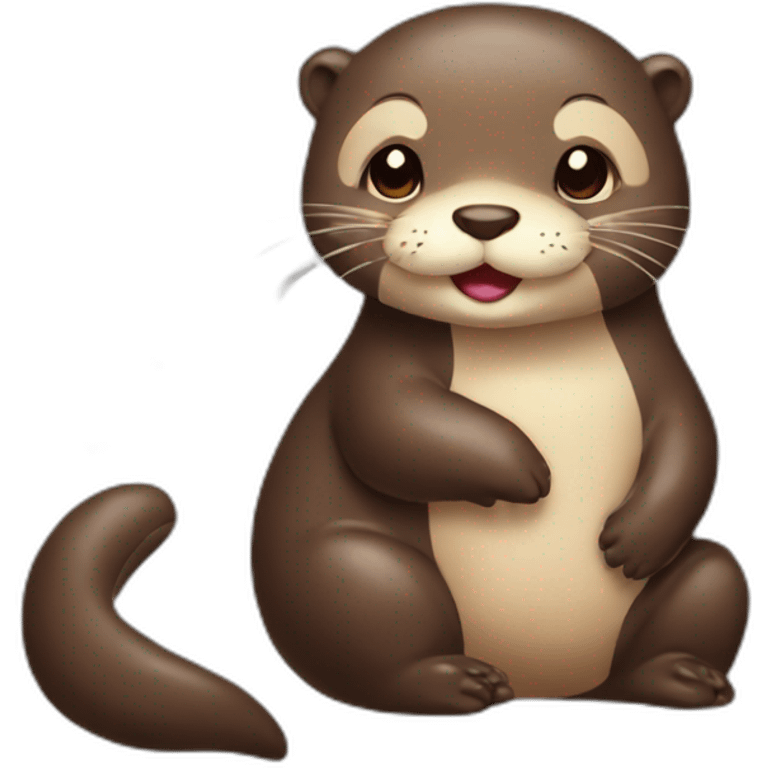 cute mom otter take a chocolate emoji