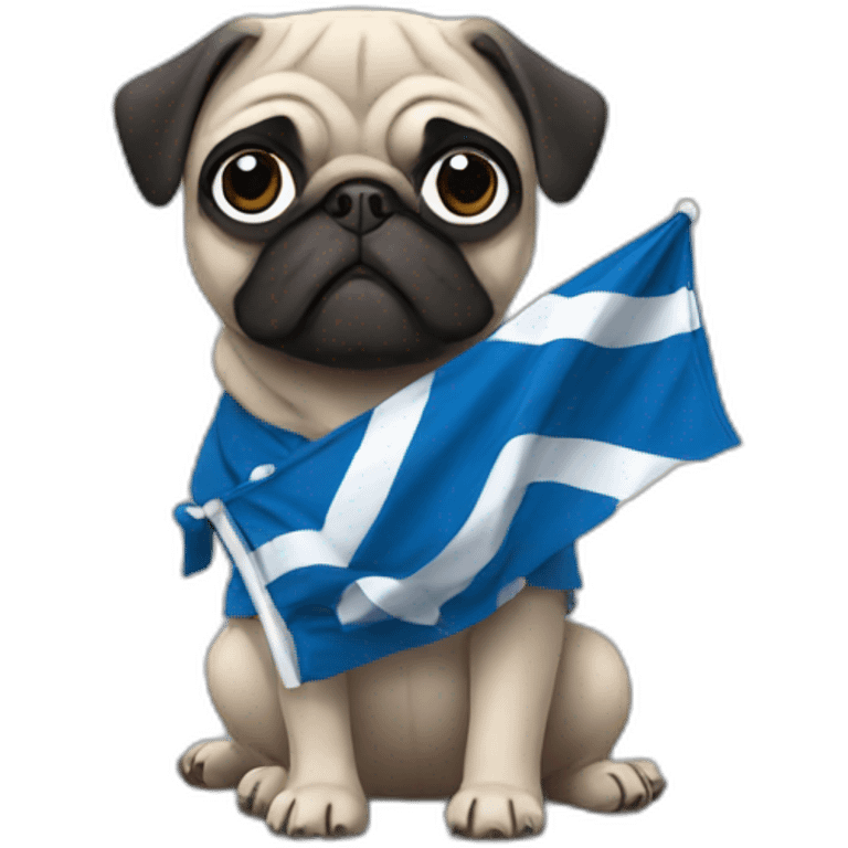 pug holding a big scotland flag emoji