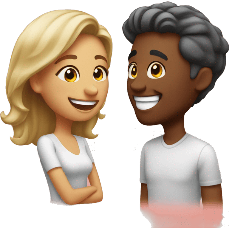 happy couple with playful smiles emoji style emoji