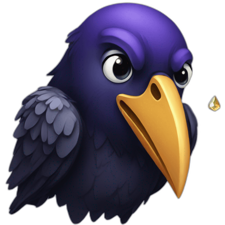 raven holding a diamond in its beak emoji