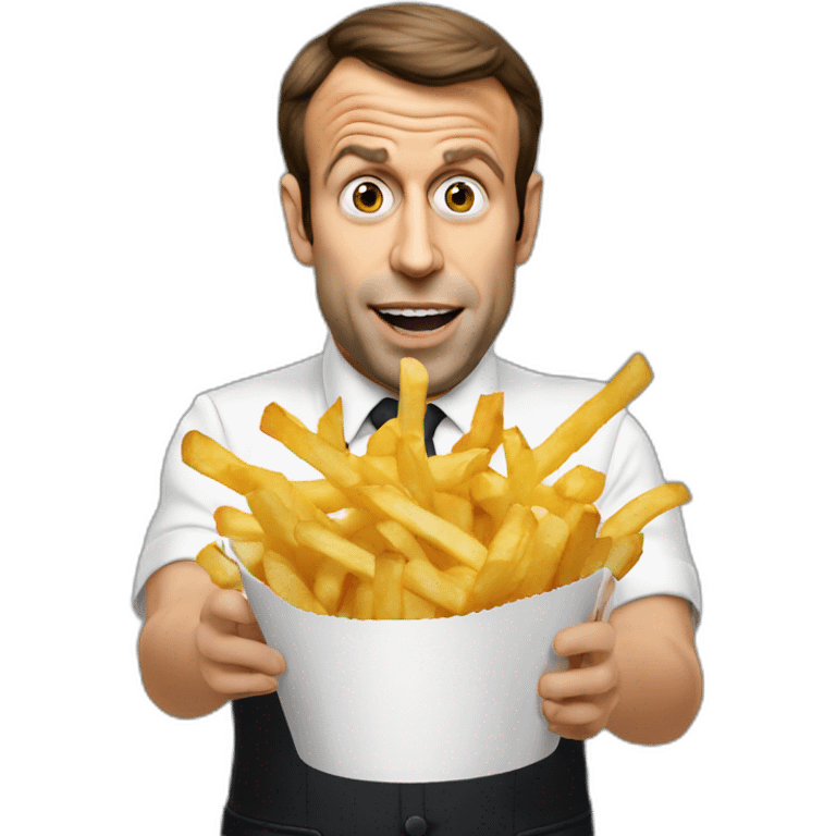 Emanuel Macron qui mange des frites emoji