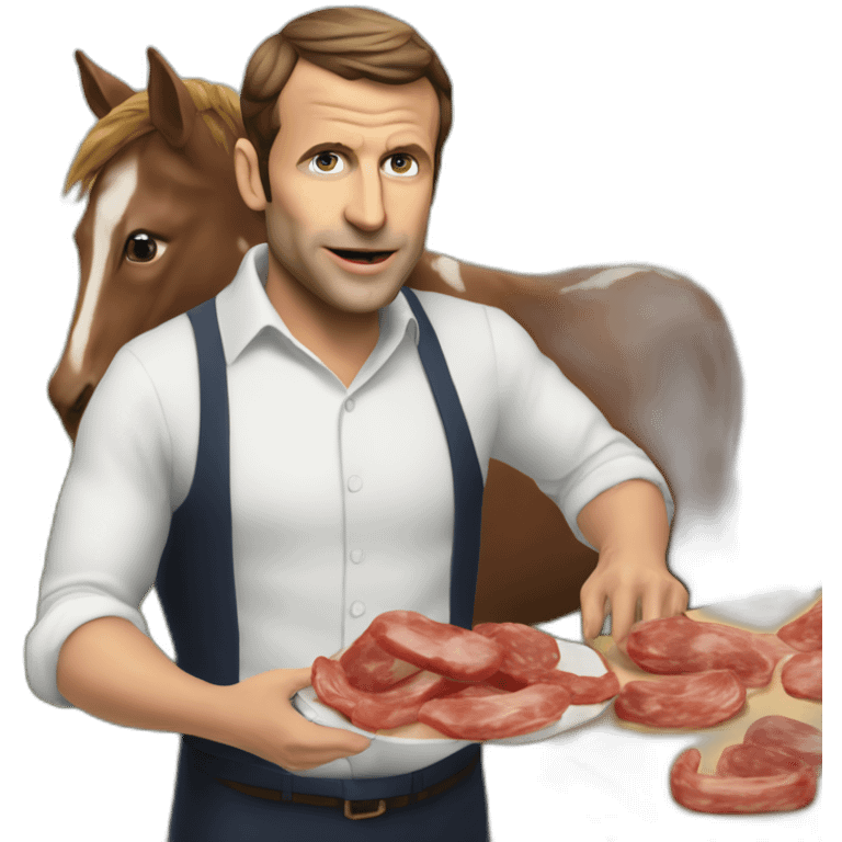 Emanuel Macron qui mange la saucisse d'un cheval emoji