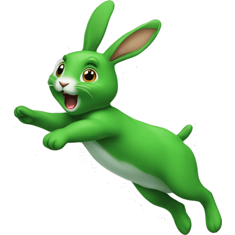 jumping green rabbit emoji