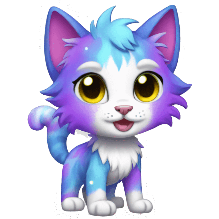 Colorful Sparkle-cat-fursona full body emoji