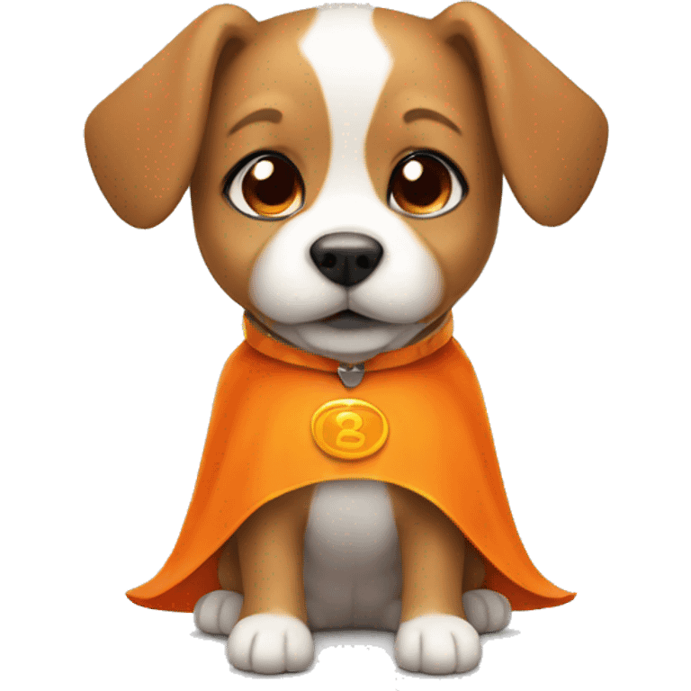 Superhero puppy with orange cape emoji