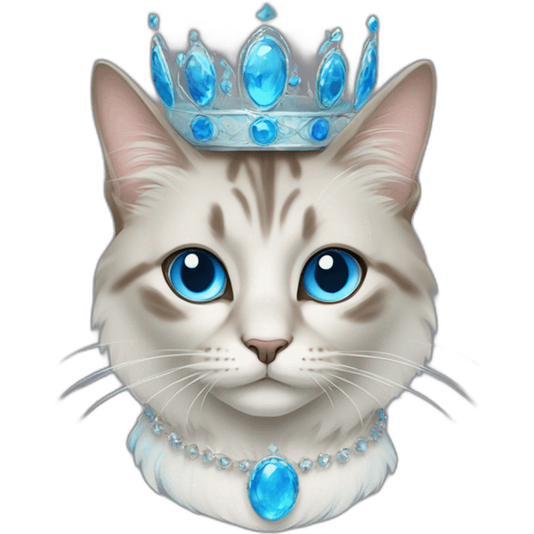 neva masquarade cat with blue eyes and a crown emoji