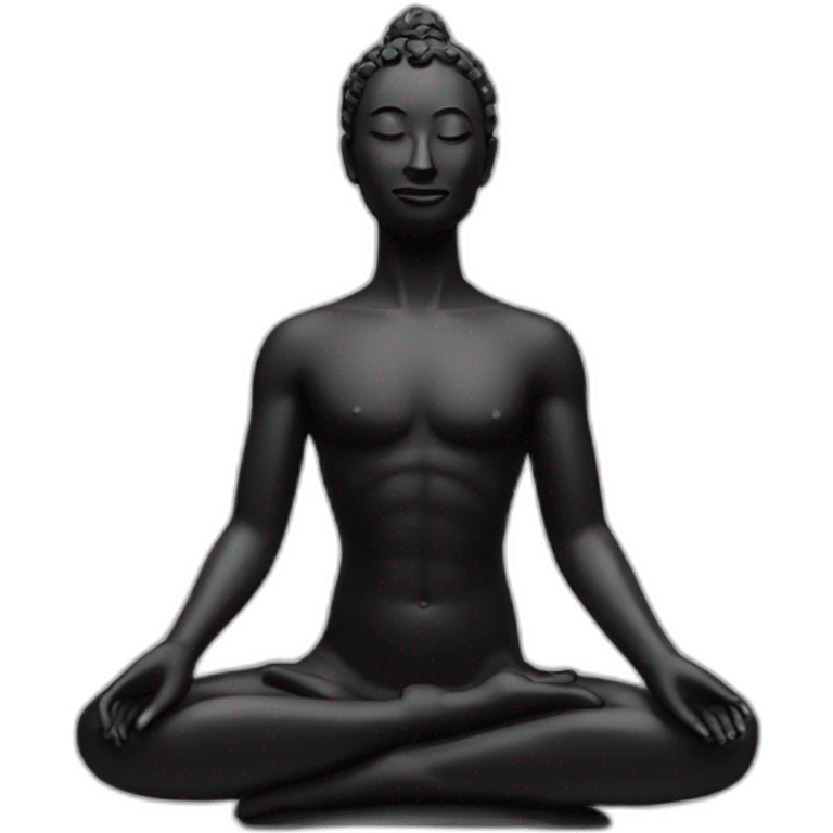 Person black statue doing Namaste salute emoji