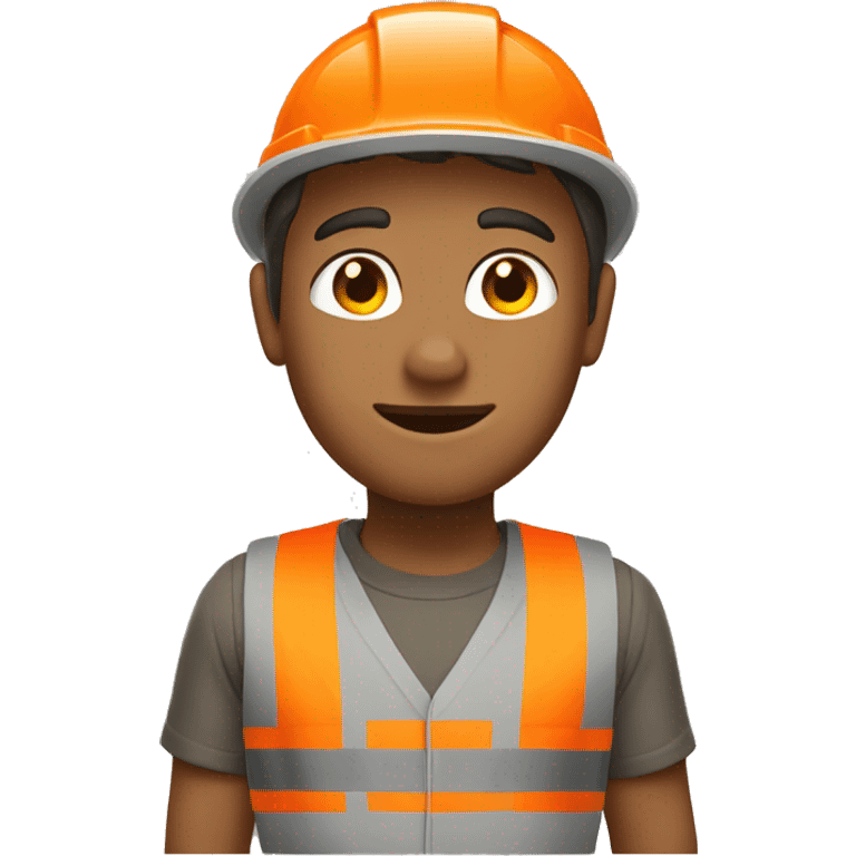 tan boy wearing grey hard hat and orange vest emoji