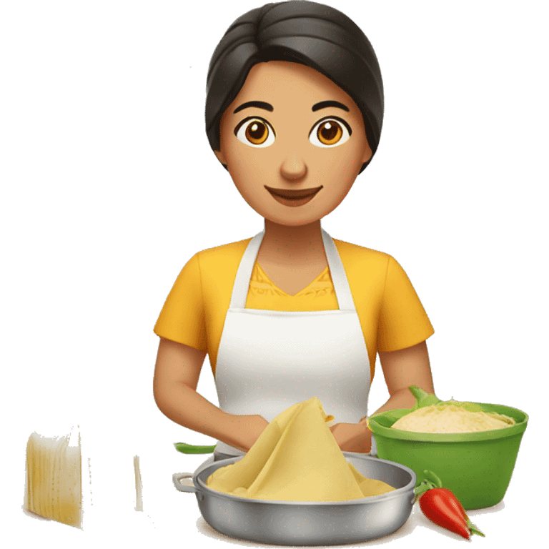 Mexican woman cooking tamales emoji