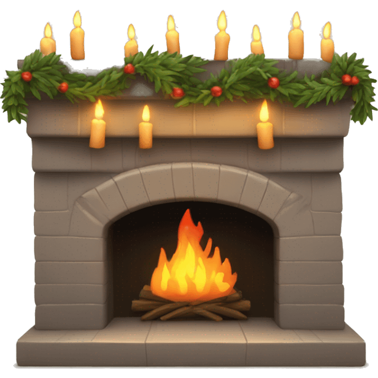 fireplace with garland and candles on top emoji