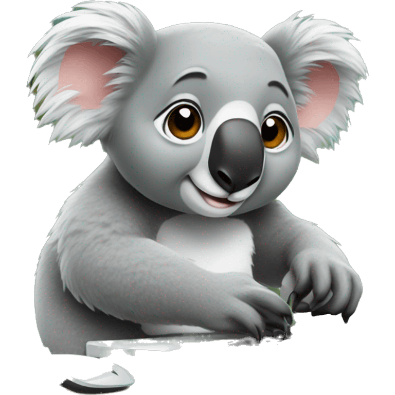 Koala is working on the computer emoji