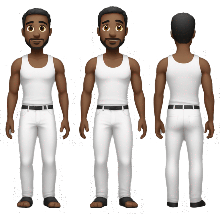 black man wearing a white tank top and black pants emoji