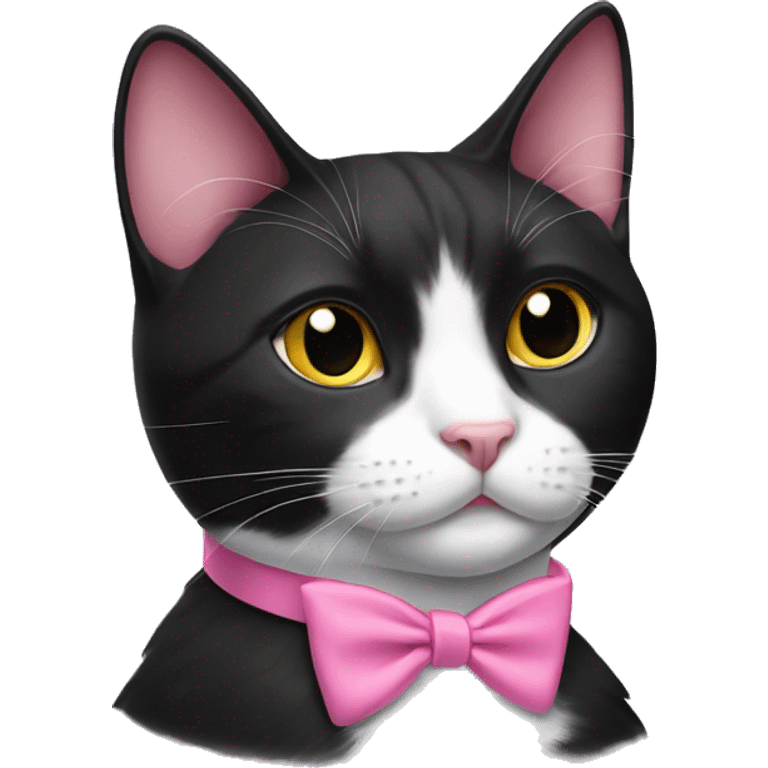 tuxedo cat wearing pink collar emoji