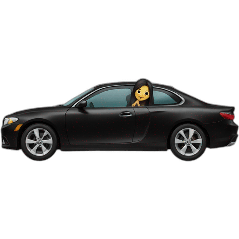 Black car with girl emoji