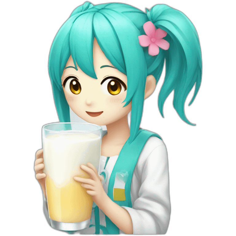 Miku-drink-milk emoji