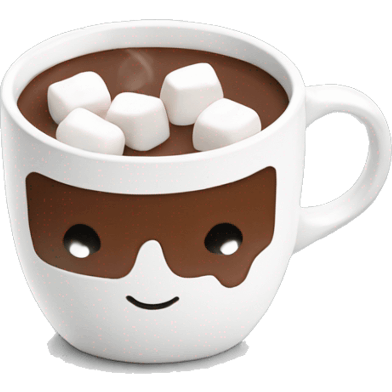 hot chocolate in a white mug with marshmallows  emoji