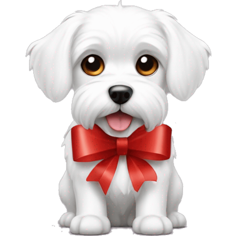  white maltese dog and red gift emoji