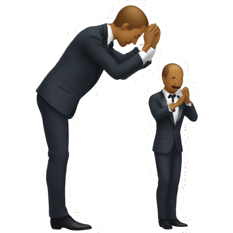 a performer in a suit bowing to the audience emoji